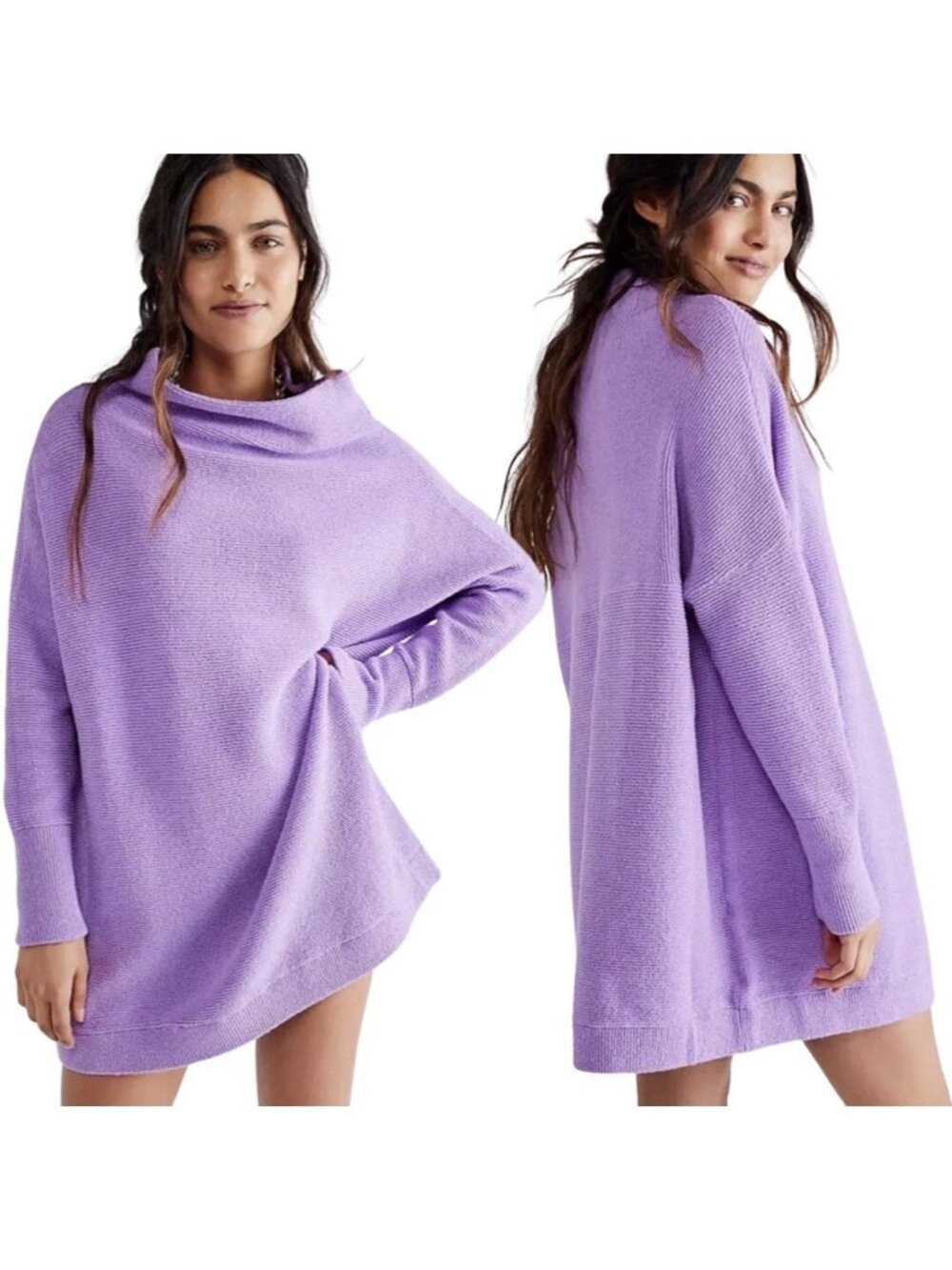 Free People Ottoman Slouchy Tunic Knit Sweater Women's Small Glowing Grape NWT! - Picture 1 of 10